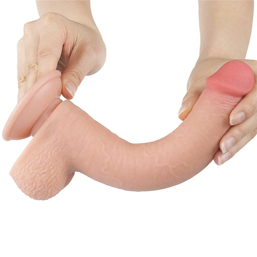 Dildo Lovetoy Sliding Skin z jądrami – 22 cm, smukłe