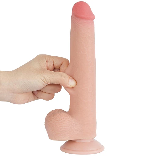 Dildo Lovetoy Sliding Skin z jądrami – 22 cm, smukłe