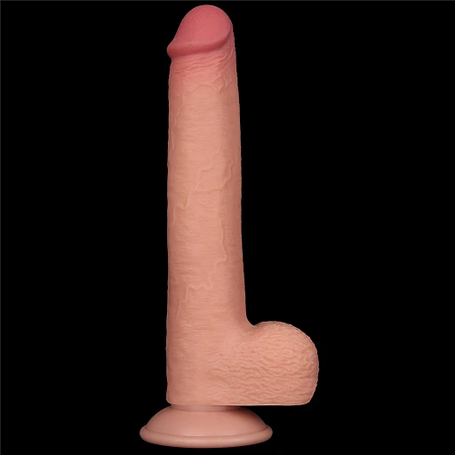 Dildo Lovetoy Sliding Skin z jądrami – 22 cm, smukłe