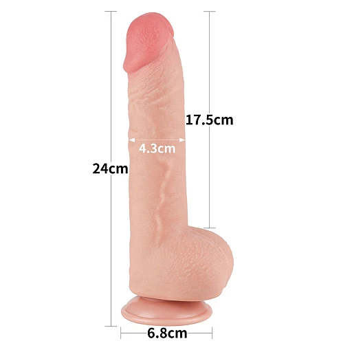 Dildo Lovetoy Sliding Skin z jądrami – 24 cm, średnica 4,3 cm