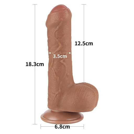 Dildo Lovetoy Sliding Skin z jądrami – 18 cm, proste