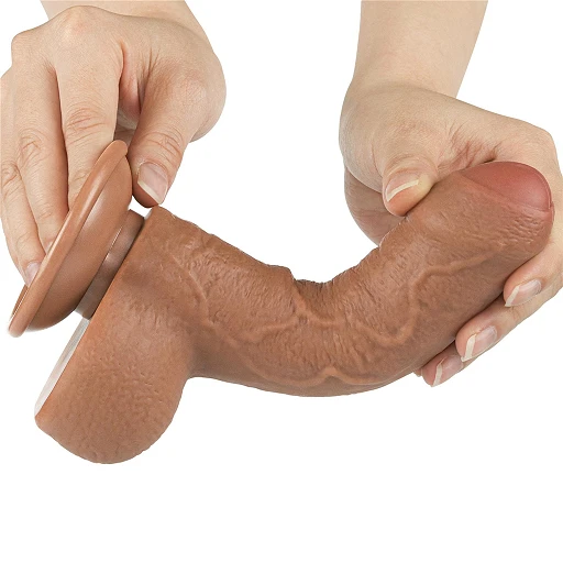 Dildo Lovetoy Sliding Skin z jądrami – 18 cm, proste