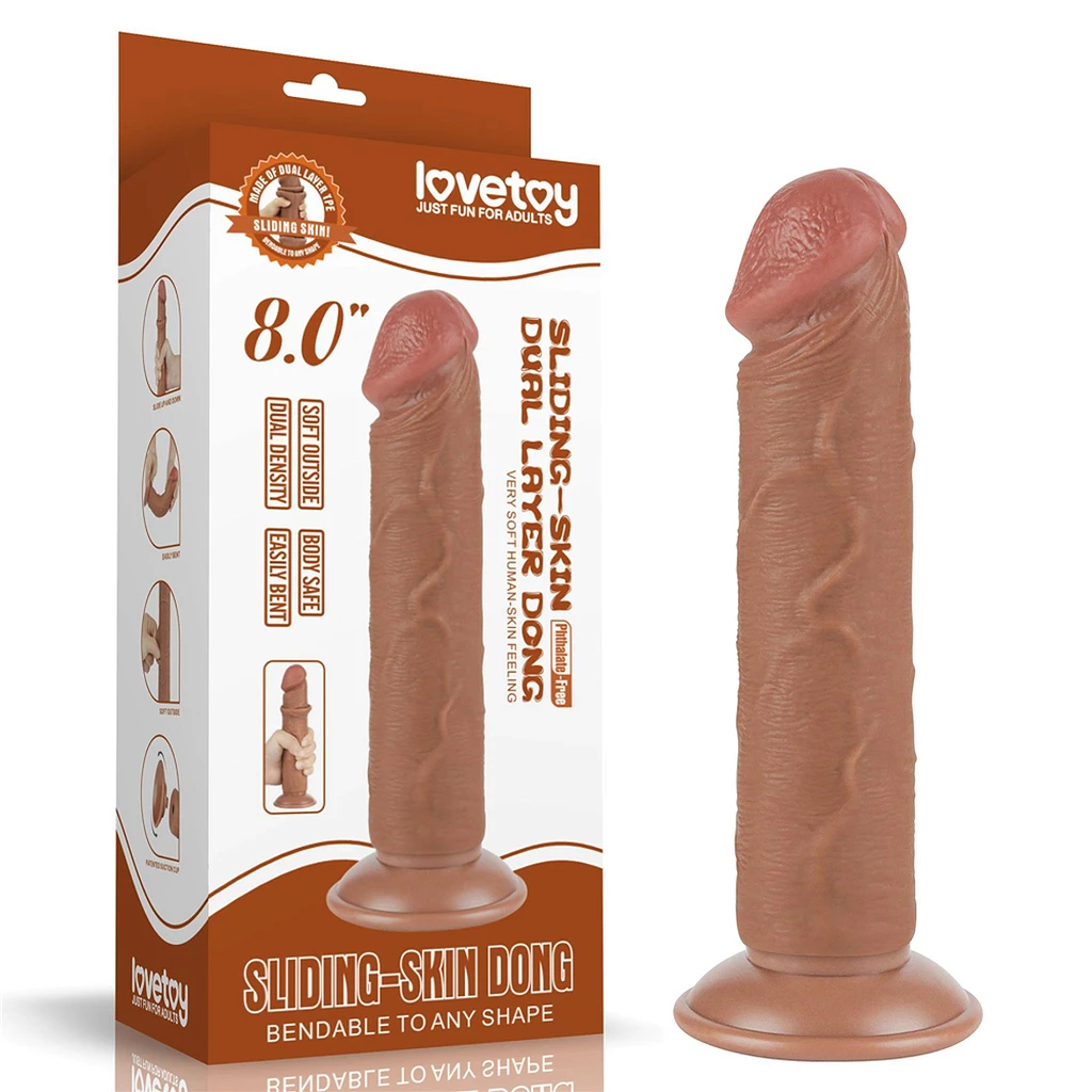 Dildo Sliding Skin 8'' – dwuwarstwowe, z przyssawką