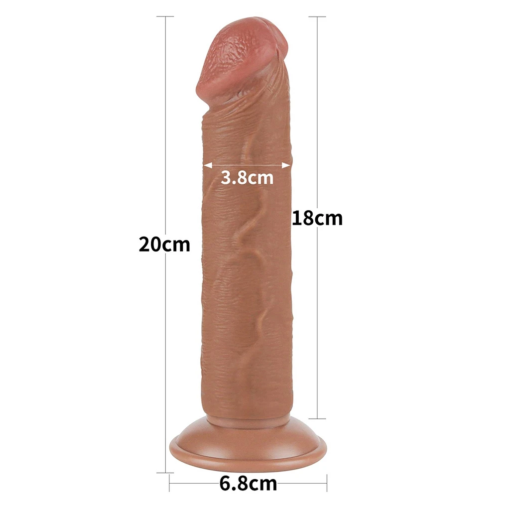 Dildo Sliding Skin 8'' – dwuwarstwowe, z przyssawką — zdjęcie 2