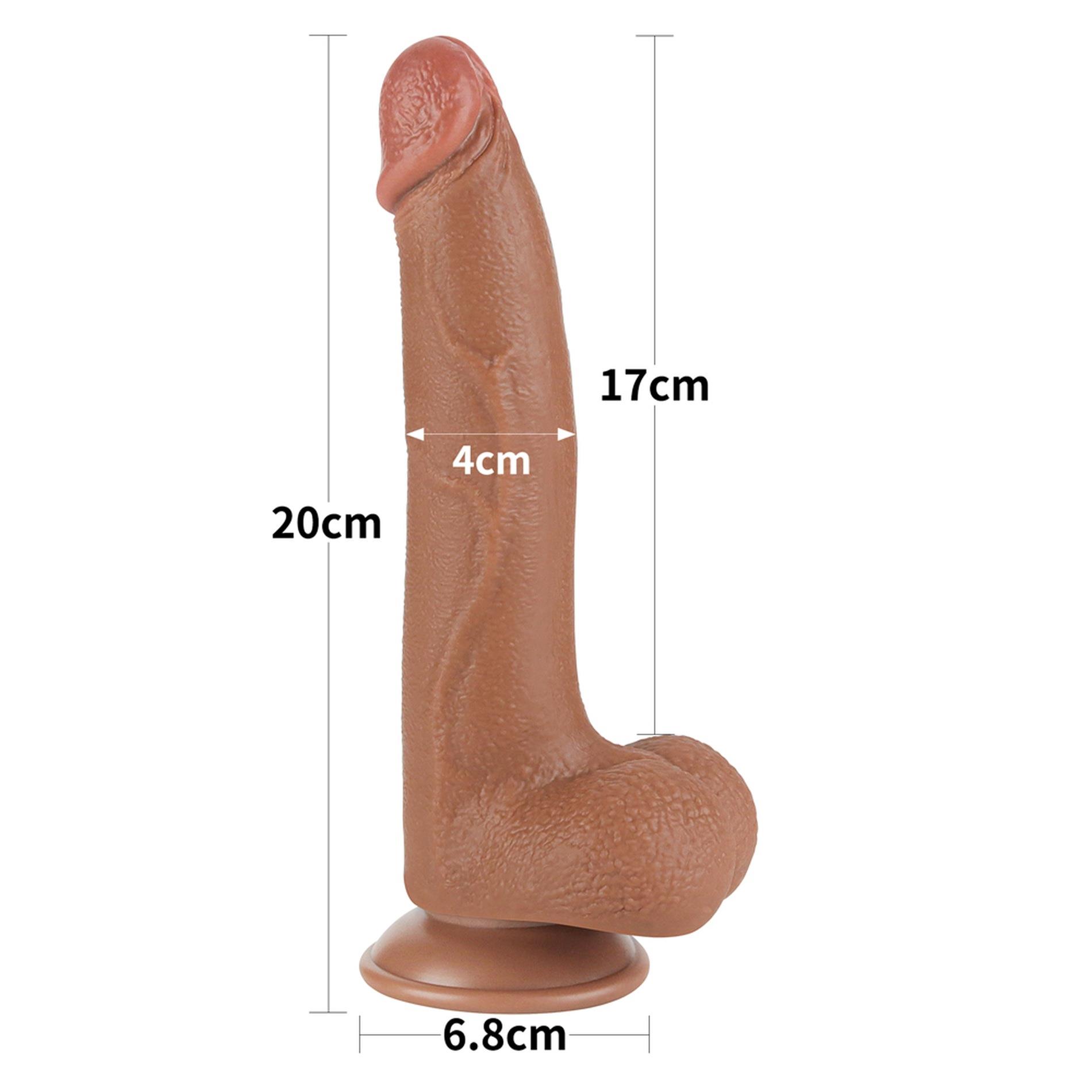 Dildo Lovetoy Sliding Skin Dual Layer – brązowe, 20 cm, średnica 4 cm — zdjęcie 2