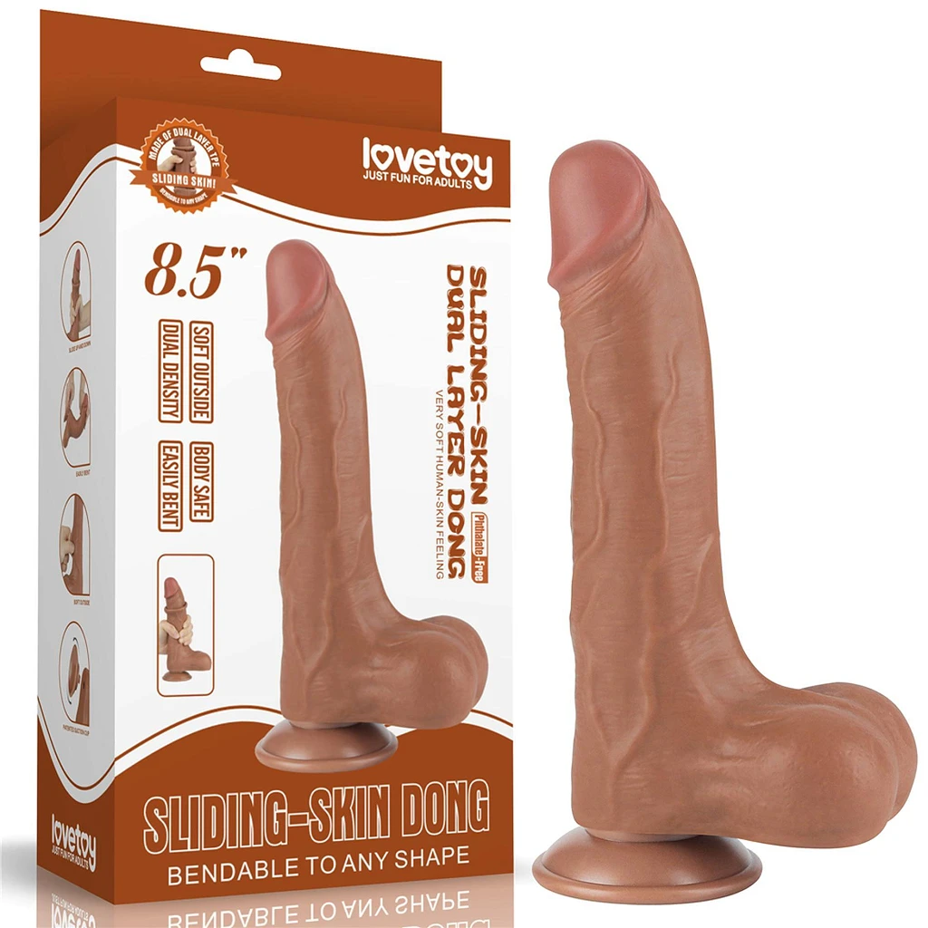 Dildo Sliding Skin Dual Layer 8.5'' – dwuwarstwowe TPE, przyssawka