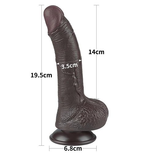 Dildo Lovetoy Sliding Skin Dual Layer – czarne, wygięte, 19,5 cm — zdjęcie 2