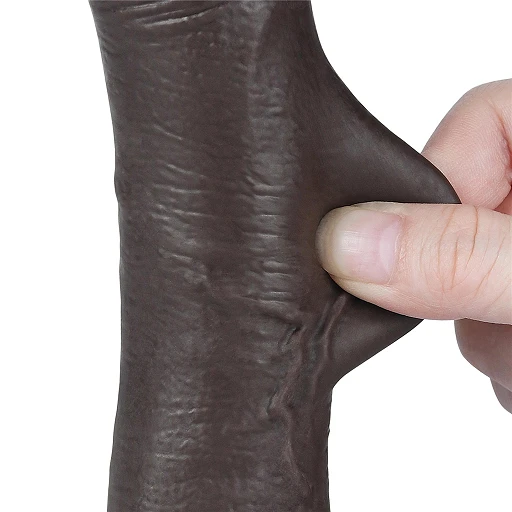 Dildo Lovetoy Sliding Skin Dual Layer – czarne, wygięte, 19,5 cm — zdjęcie 9