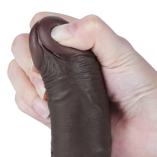 Dildo Lovetoy Sliding Skin Dual Layer – czarne, wygięte, 19,5 cm — zdjęcie 10