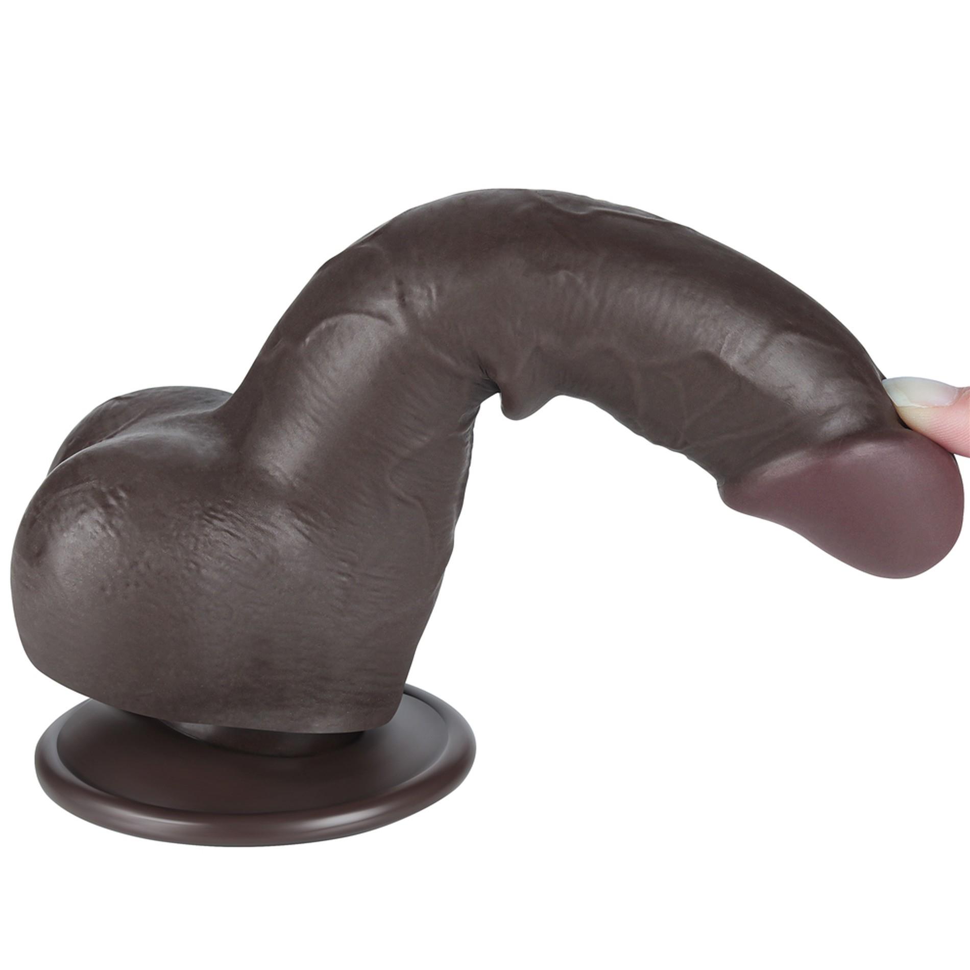 Dildo Lovetoy Sliding Skin Dual Layer – czarne, proste, 19,5 cm — zdjęcie 13