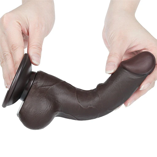 Dildo Lovetoy Sliding Skin Dual Layer – czarne, proste, 19,5 cm — zdjęcie 3