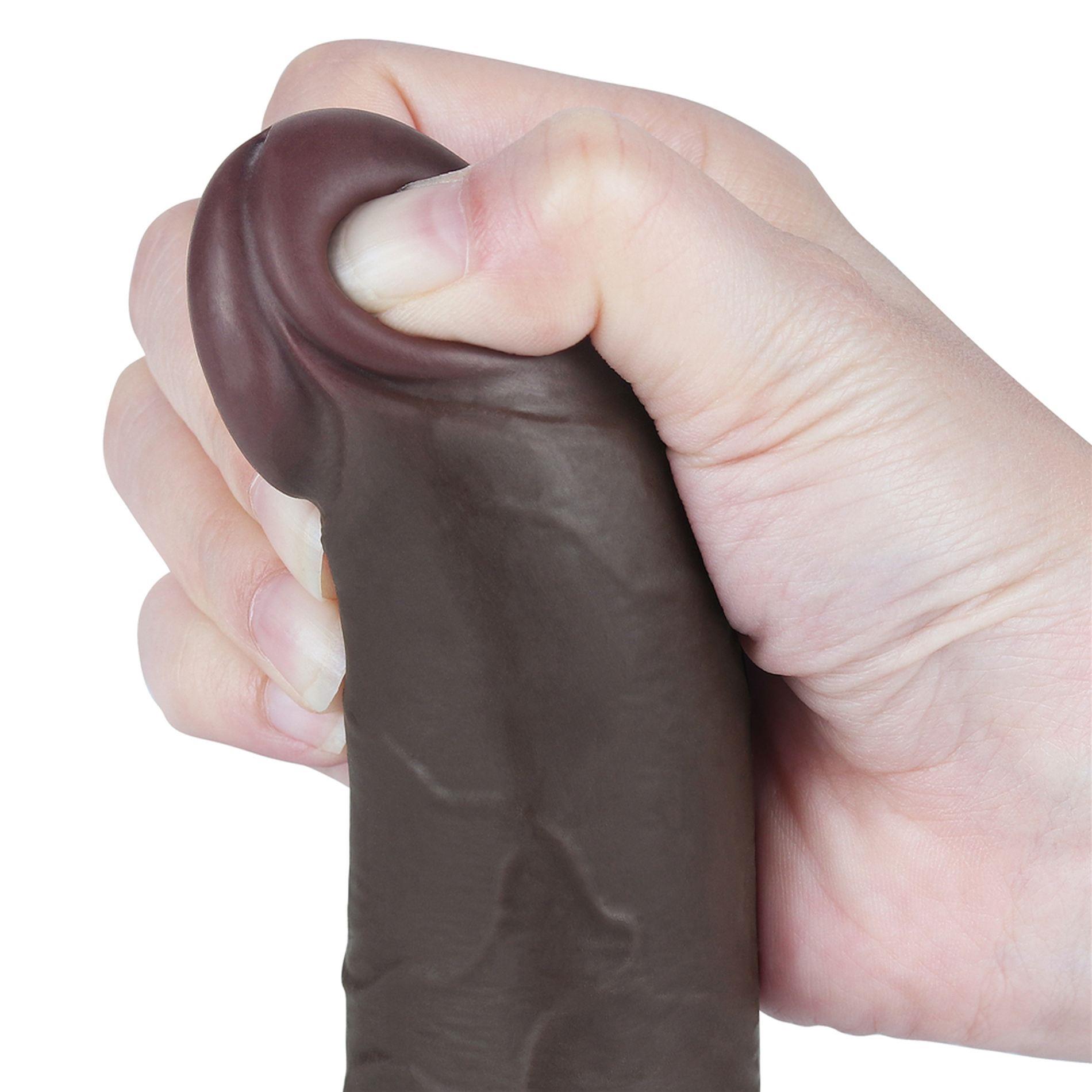 Dildo Lovetoy Sliding Skin Dual Layer – czarne, proste, 19,5 cm — zdjęcie 10