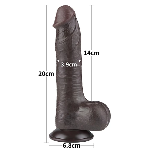Dildo Lovetoy Sliding Skin Dual Layer – czarne, z jądrami, 20 cm — zdjęcie 2