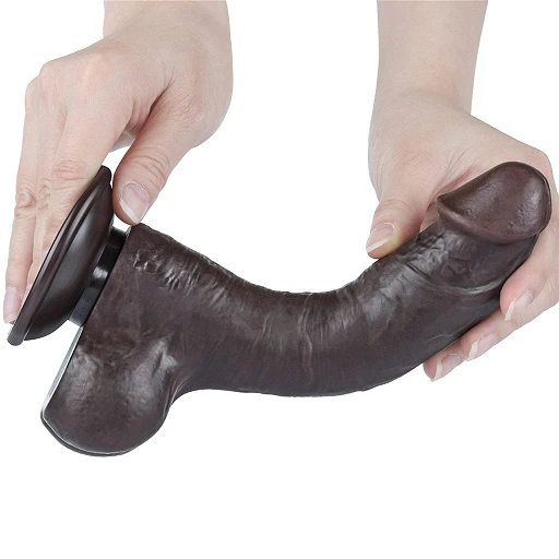 Dildo Lovetoy Sliding Skin Dual Layer – czarne, z jądrami, 20 cm — zdjęcie 3
