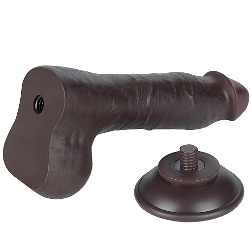 Dildo Lovetoy Sliding Skin Dual Layer – czarne, z jądrami, 20 cm — zdjęcie 8