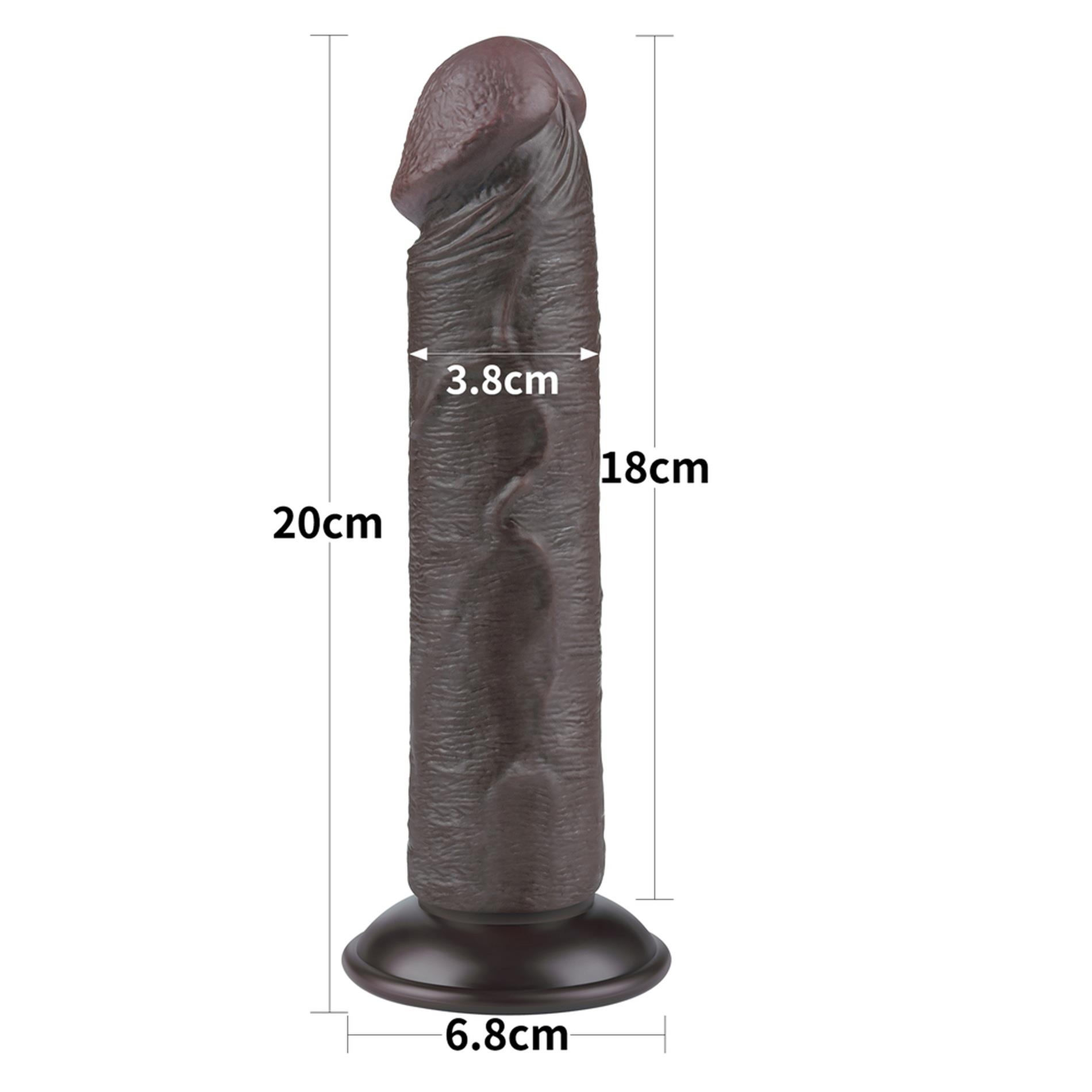 Dildo Lovetoy Sliding Skin Dual Layer – czarne, bez jąder, 20 cm — zdjęcie 2