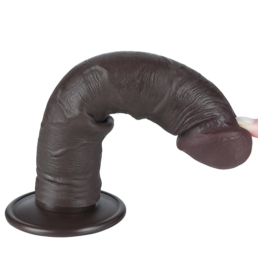 Dildo Lovetoy Sliding Skin Dual Layer – czarne, bez jąder, 20 cm — zdjęcie 12