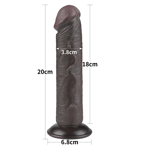 Dildo Lovetoy Sliding Skin Dual Layer – czarne, bez jąder, 20 cm — zdjęcie 2