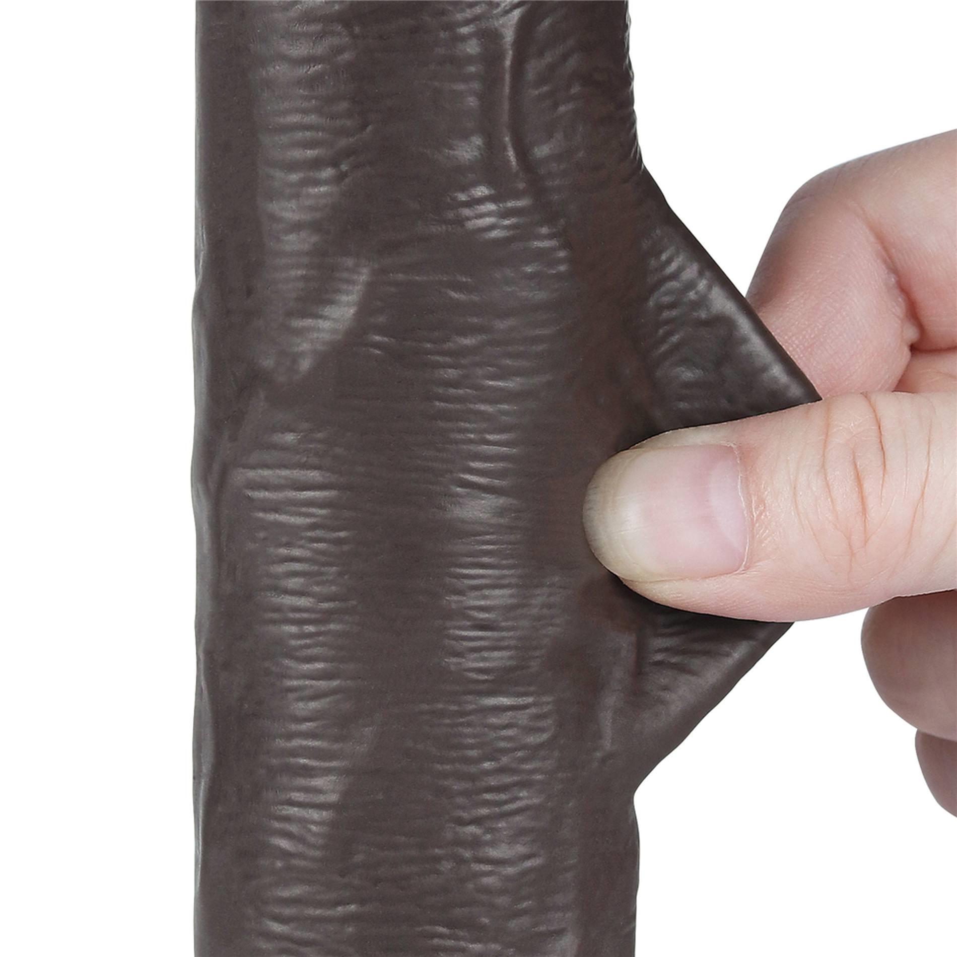 Dildo Lovetoy Sliding Skin Dual Layer – czarne, bez jąder, 20 cm — zdjęcie 8
