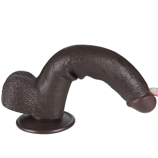Dildo Lovetoy Sliding Skin Dual Layer – czarne, z jądrami, 22 cm — zdjęcie 13