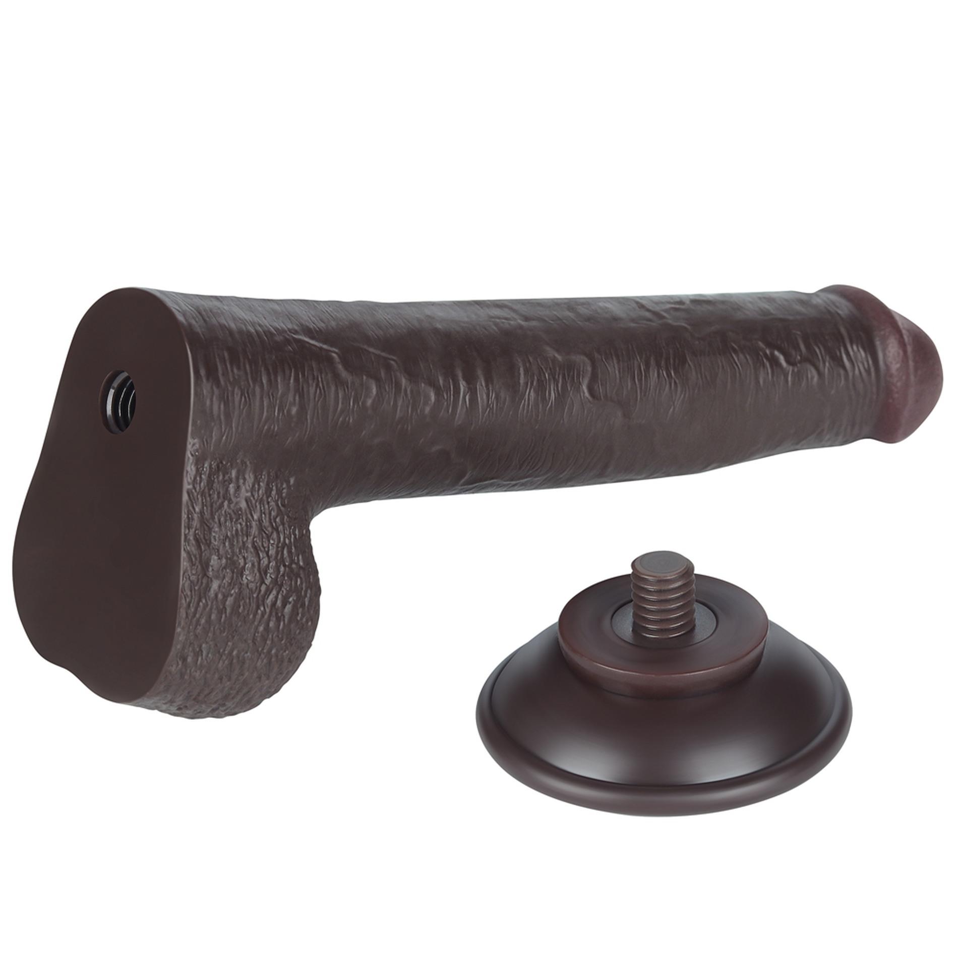 Dildo Lovetoy Sliding Skin Dual Layer – czarne, z jądrami, 22 cm — zdjęcie 8