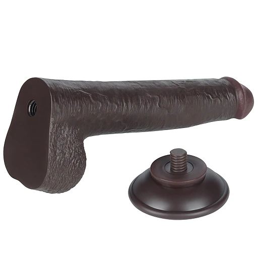 Dildo Lovetoy Sliding Skin Dual Layer – czarne, z jądrami, 22 cm — zdjęcie 8