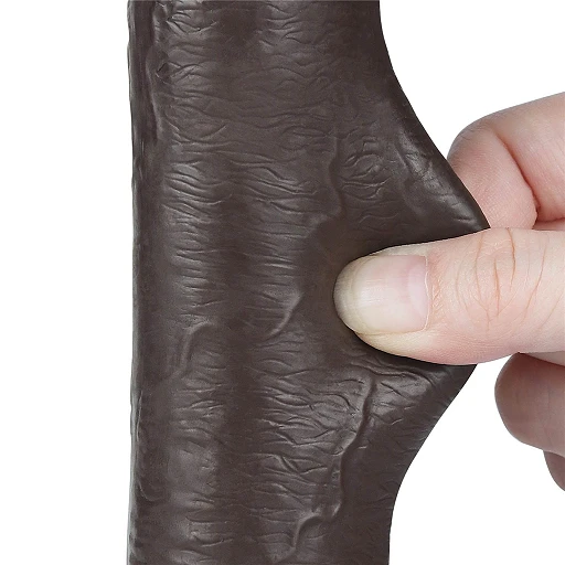 Dildo Lovetoy Sliding Skin Dual Layer – czarne, z jądrami, 22 cm — zdjęcie 9