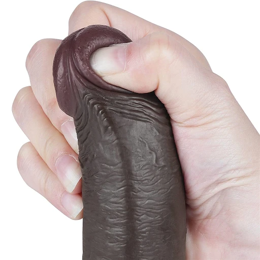 Dildo Lovetoy Sliding Skin Dual Layer – czarne, z jądrami, 22 cm — zdjęcie 10