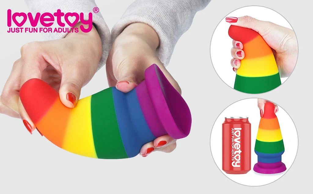 Korek analny Prider 6'' XL – platynowy silikon, tęczowy — zdjęcie 14