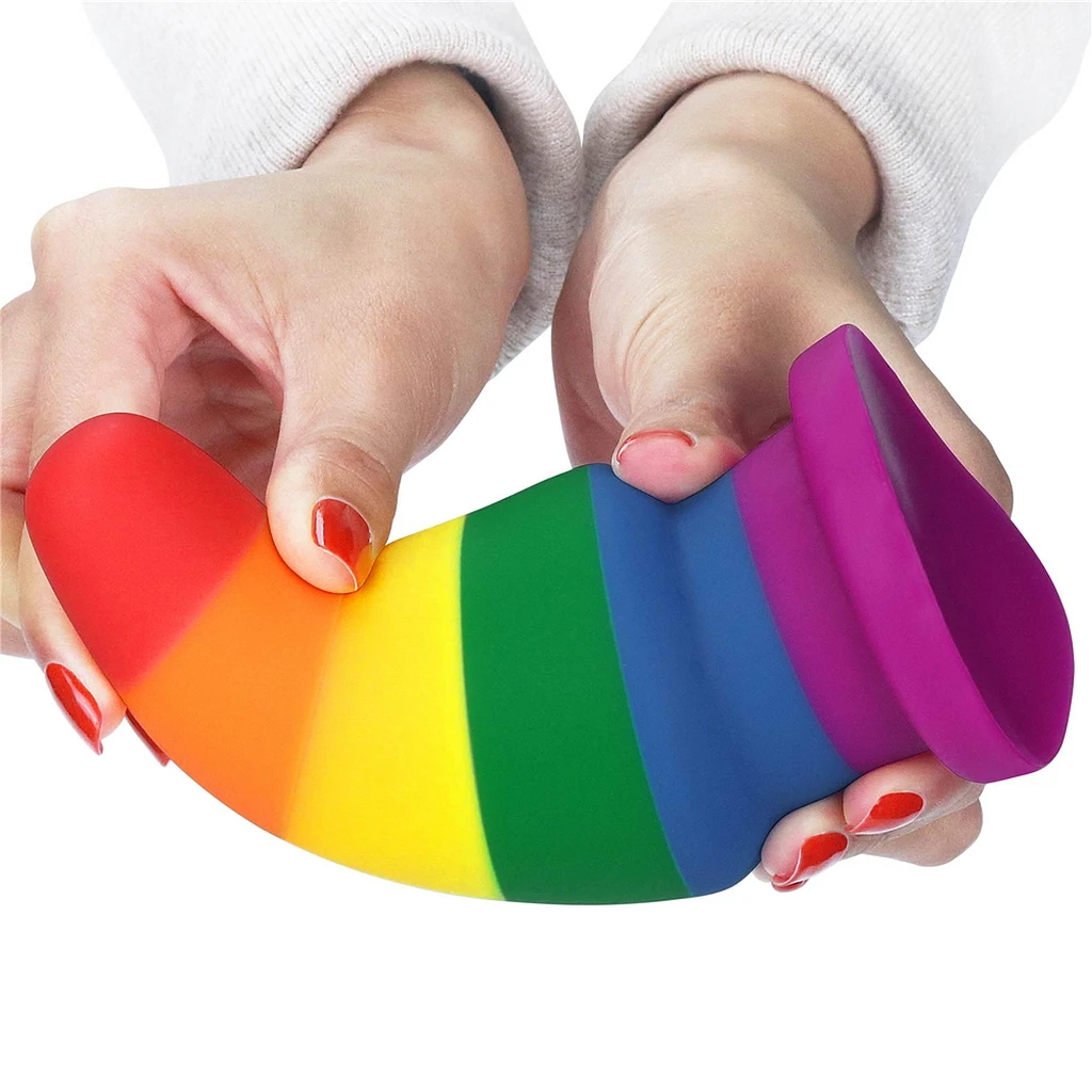 Korek analny Prider 6'' XL – platynowy silikon, tęczowy — zdjęcie 4