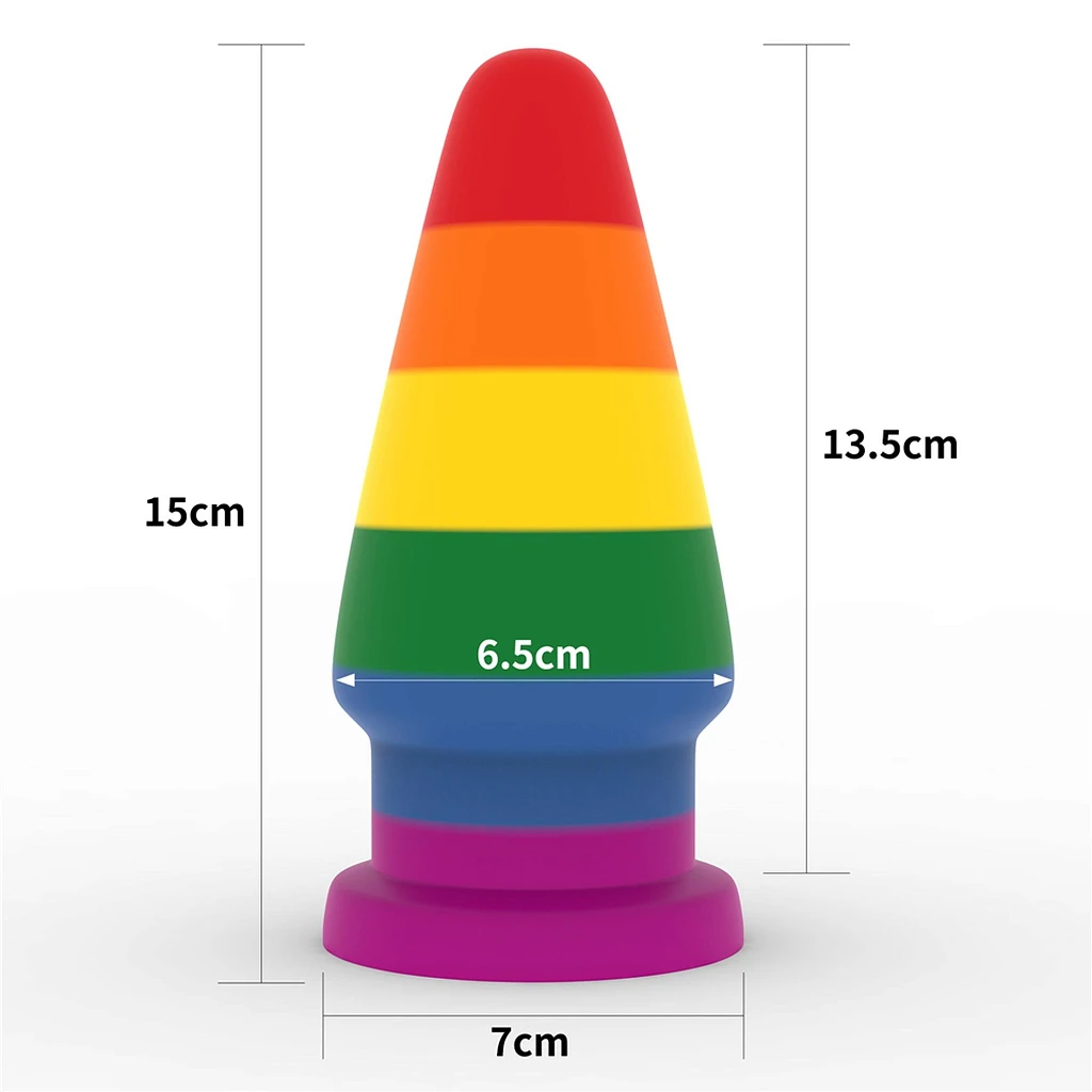 Korek analny Prider 6'' XL – platynowy silikon, tęczowy — zdjęcie 8
