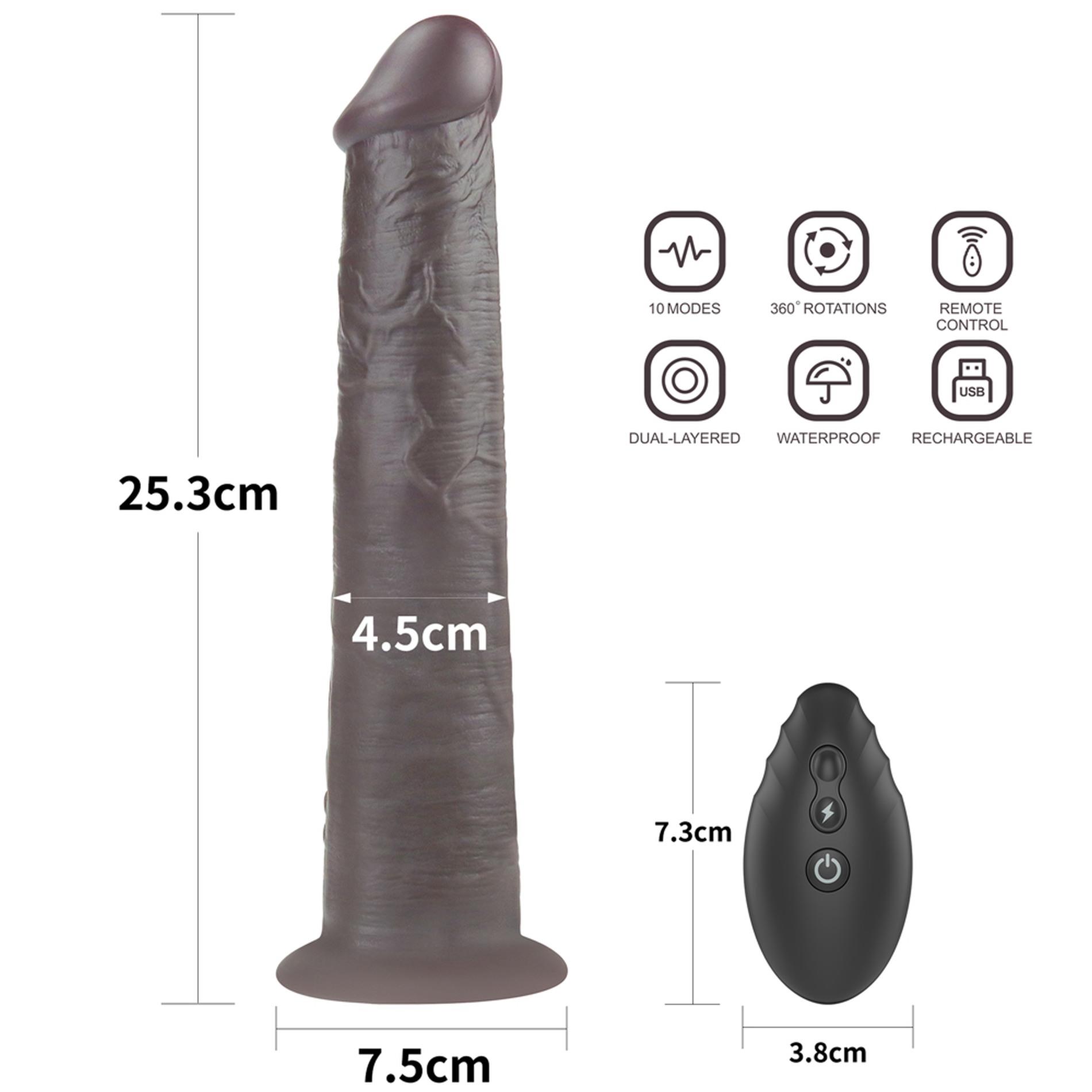 Dildo Lovetoy Dual Layer Rotator 10” – silikon platynowy, pilot — zdjęcie 5