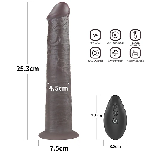 Dildo Lovetoy Dual Layer Rotator 10” – silikon platynowy, pilot — zdjęcie 5