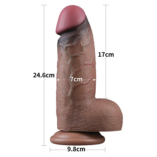 Dildo Nature Cock XXL 9.5" – dwuwarstwowy silikon, przyssawka — zdjęcie 2