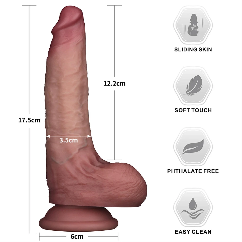 Dildo Lovetoy Sliding Skin Pro II – cieliste, 17,5 cm — zdjęcie 5