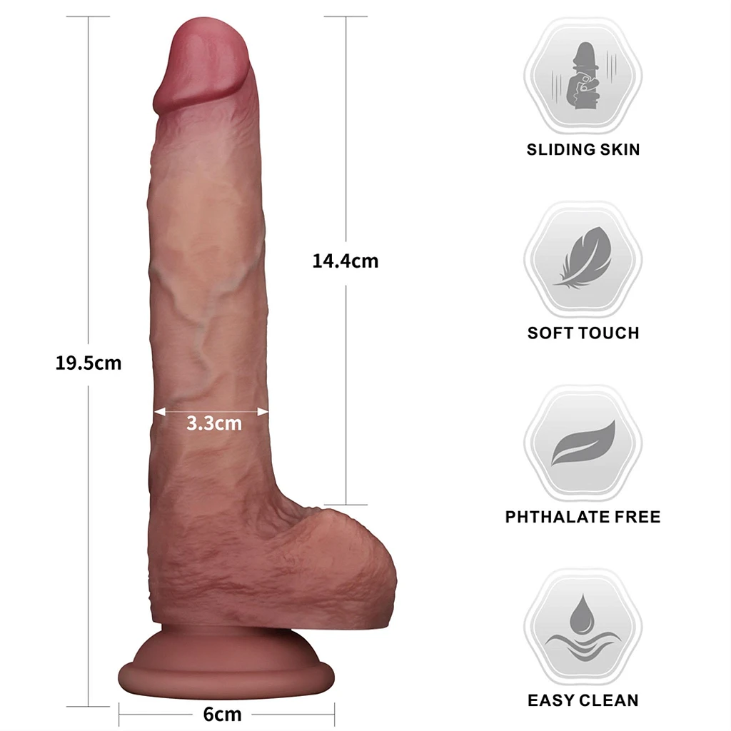 Dildo Lovetoy Sliding Skin Pro II – cieliste, 19,5 cm — zdjęcie 2