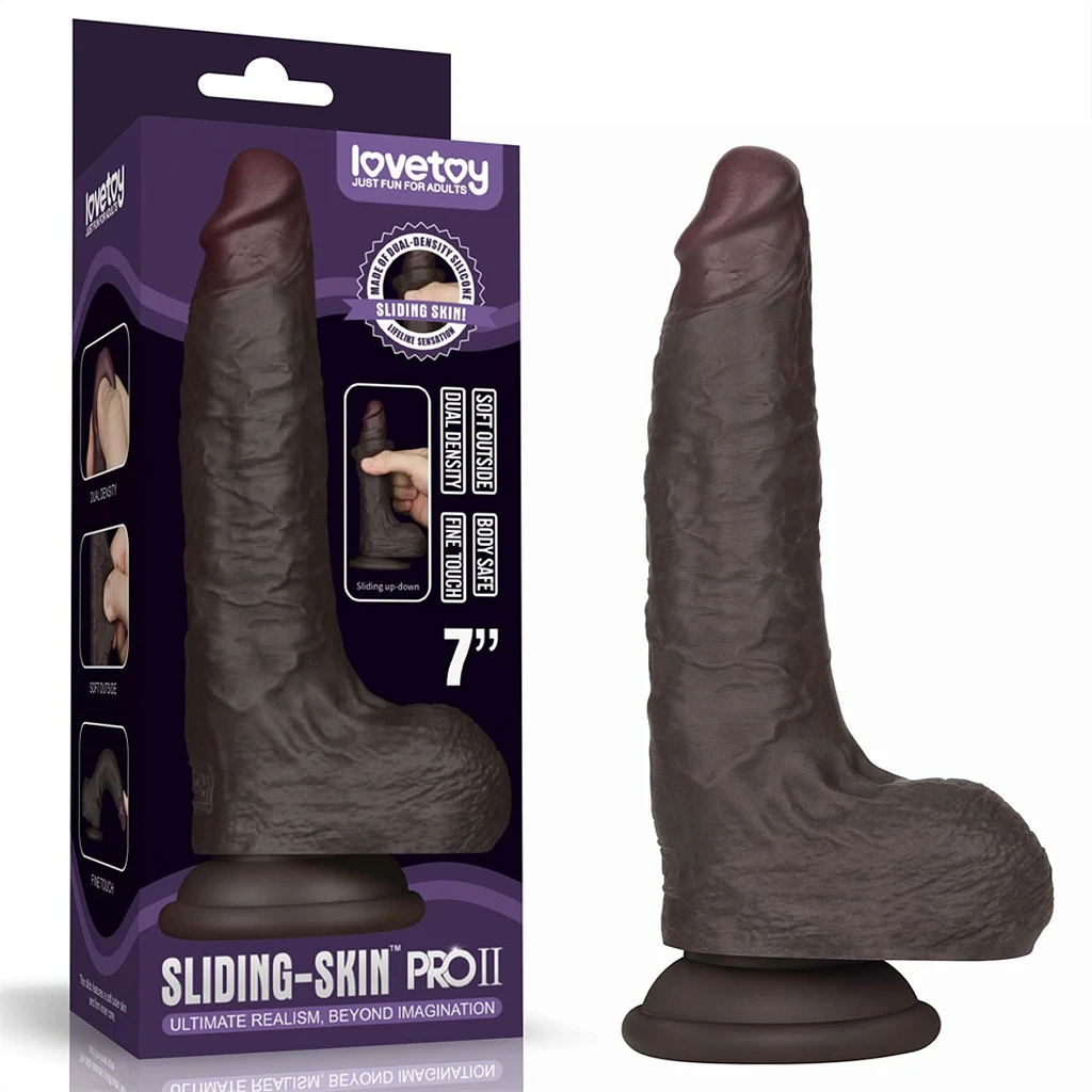 Dildo Lovetoy Sliding Skin Pro II – czarne, 17,5 cm — zdjęcie 5