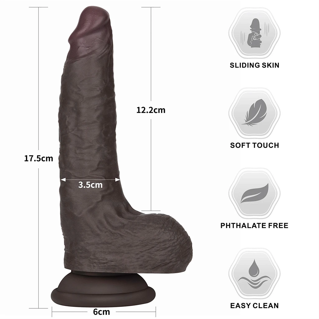 Dildo Lovetoy Sliding Skin Pro II – czarne, 17,5 cm — zdjęcie 4
