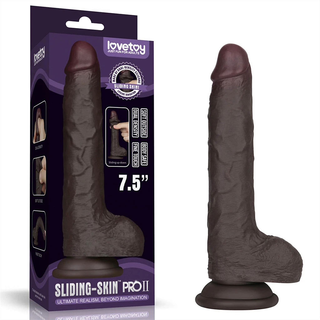 Dildo Lovetoy Sliding Skin Pro II – czarne, 19,5 cm — zdjęcie 5