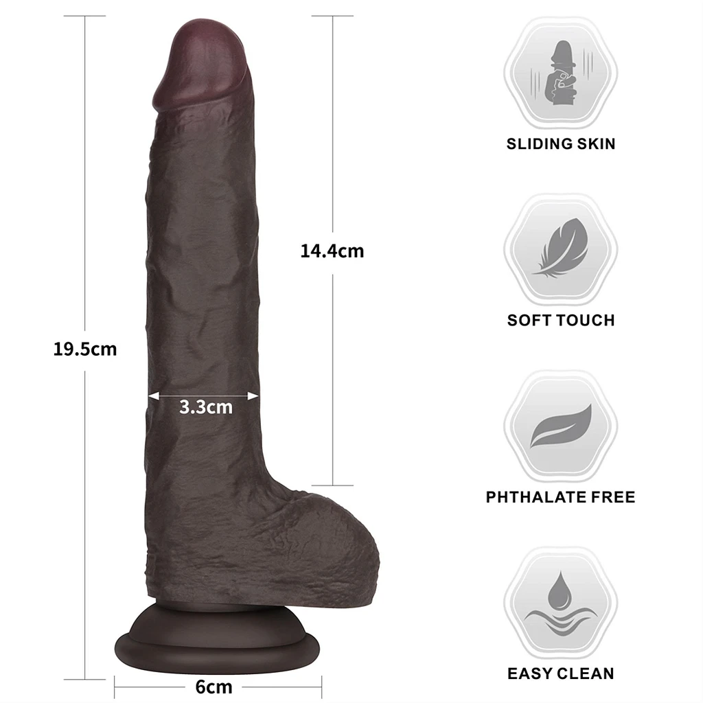 Dildo Lovetoy Sliding Skin Pro II – czarne, 19,5 cm — zdjęcie 4