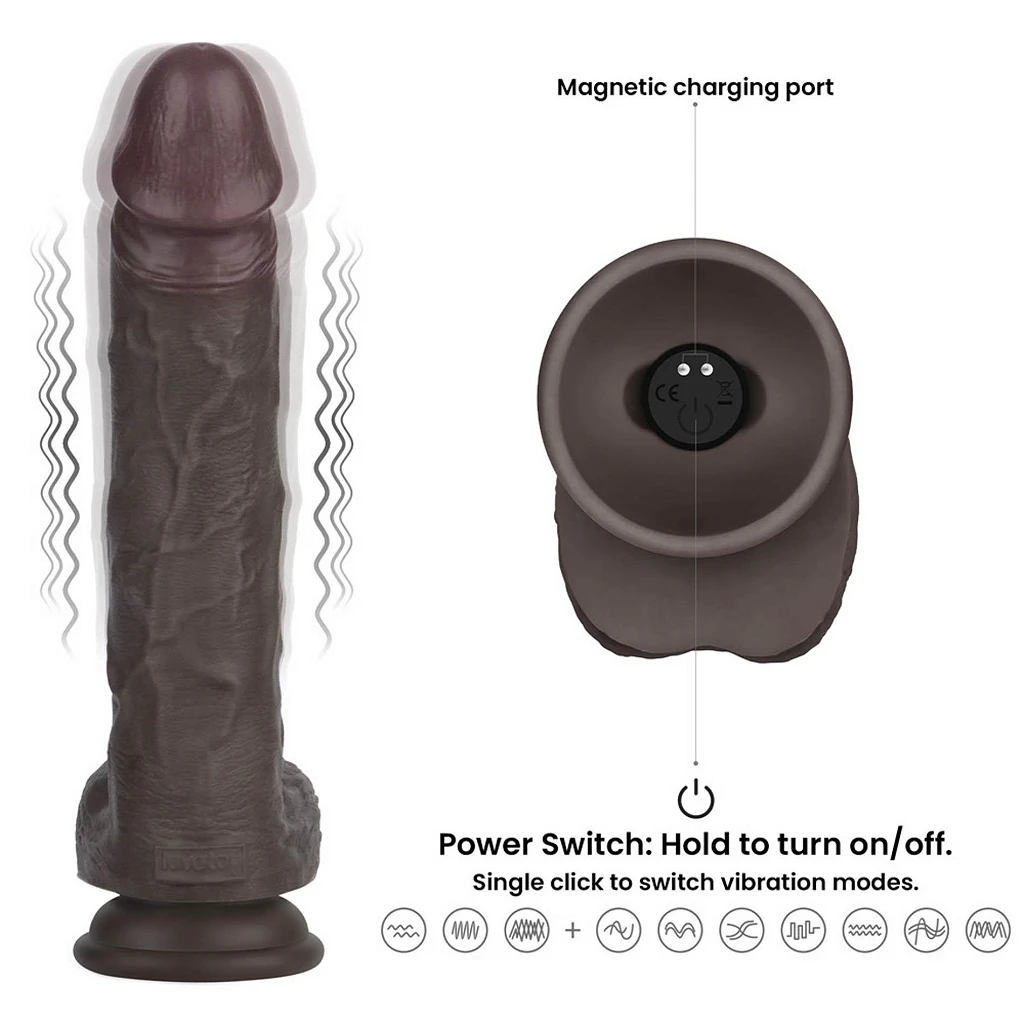Wibrator realistyczny Lovetoy Sliding Skin Pro II – czarny, 25 cm — zdjęcie 4