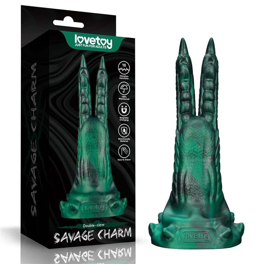 Dildo Savage Charm Double-Claw – silikon, 10 trybów, przyssawka — zdjęcie 14