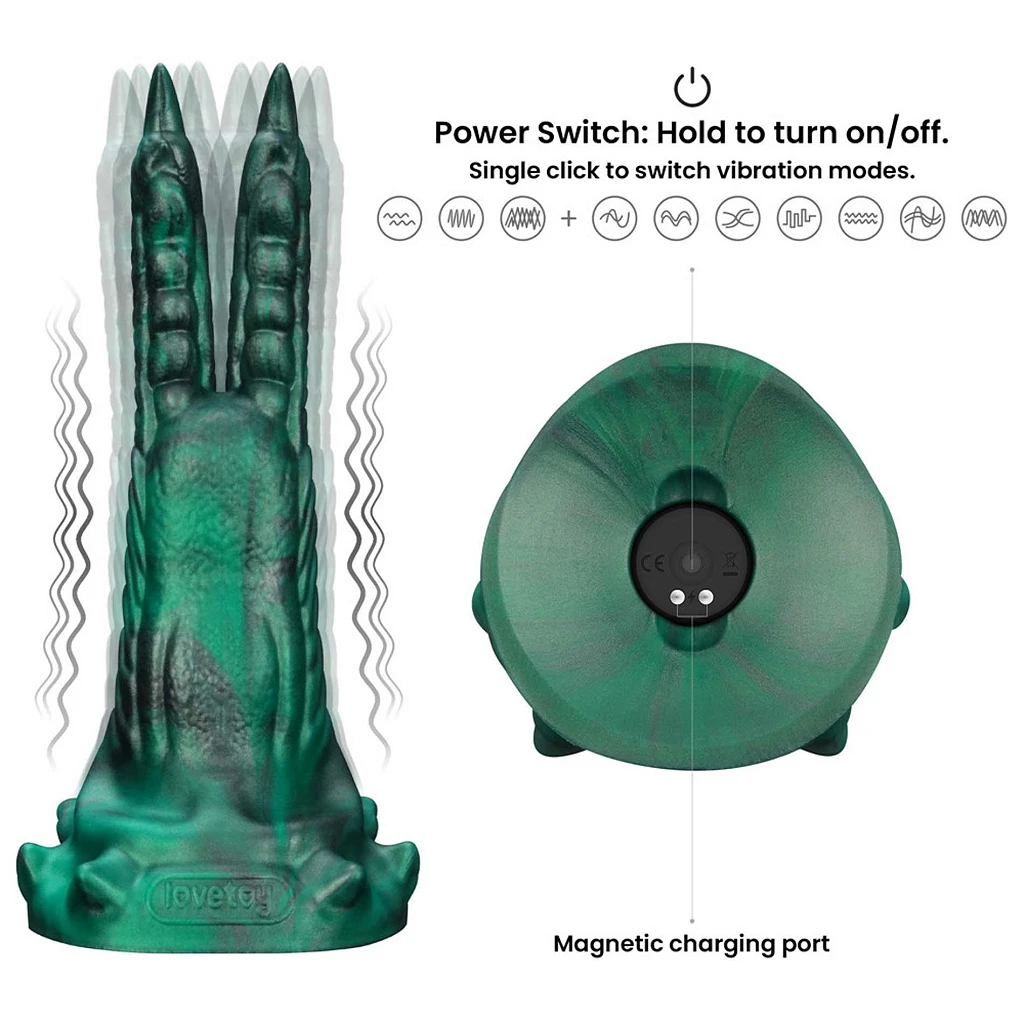 Dildo Savage Charm Double-Claw – silikon, 10 trybów, przyssawka — zdjęcie 2