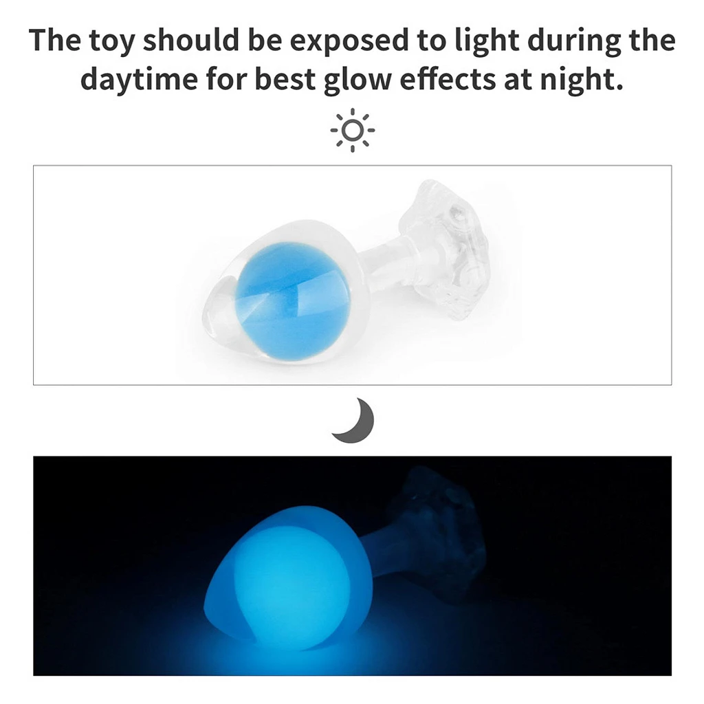 Korek analny Gemoria Glow blue L  – świeci w ciemności — zdjęcie 11