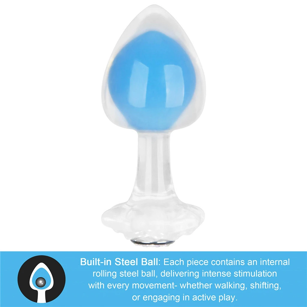 Korek analny Gemoria Glow blue L  – świeci w ciemności — zdjęcie 3
