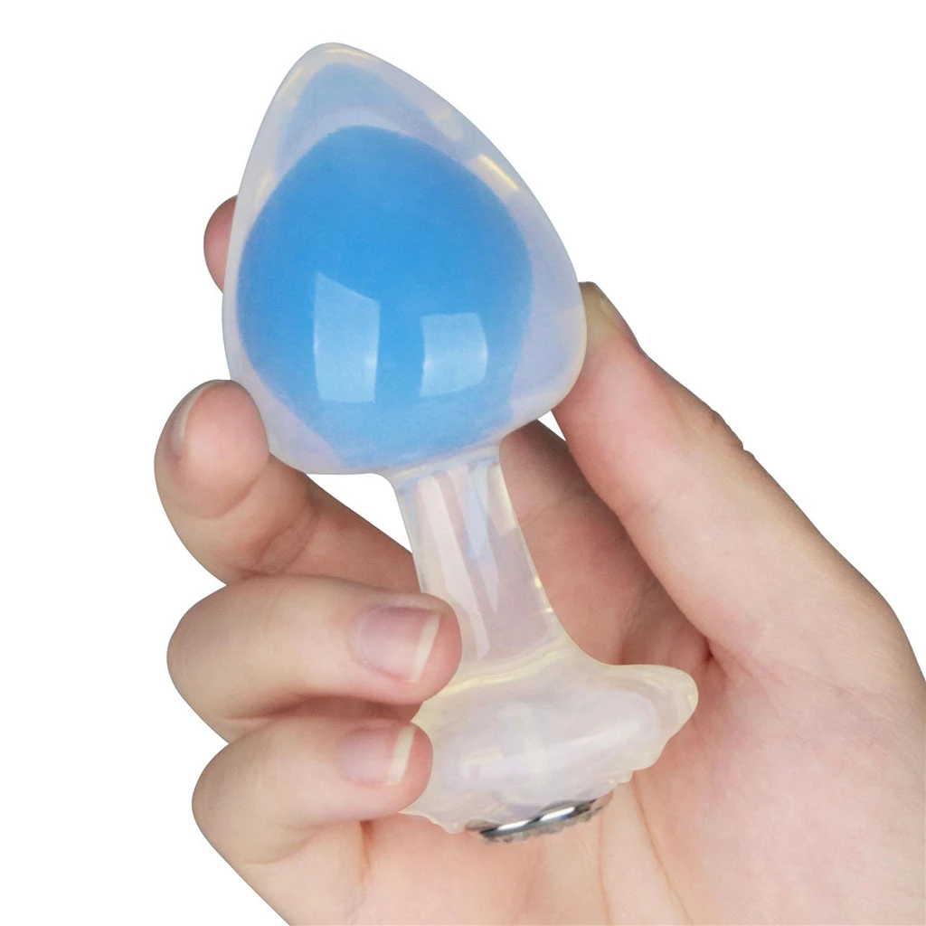 Korek analny Gemoria Glow blue L  – świeci w ciemności — zdjęcie 6