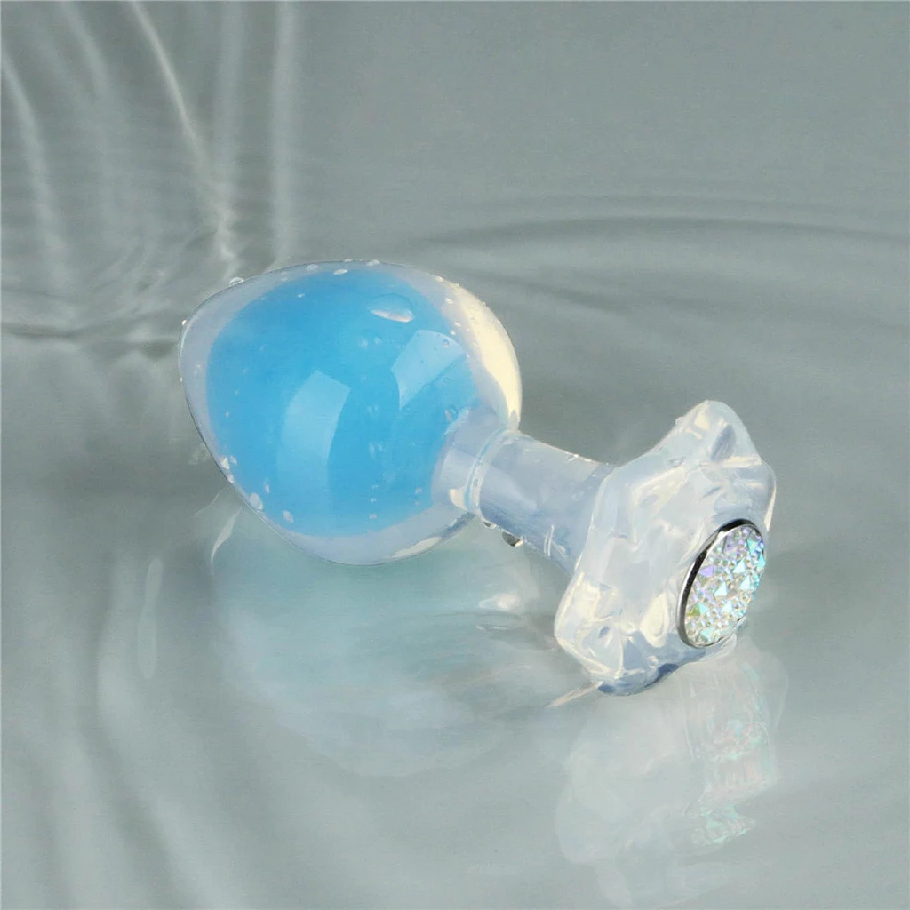 Korek analny Gemoria Glow blue L  – świeci w ciemności — zdjęcie 9