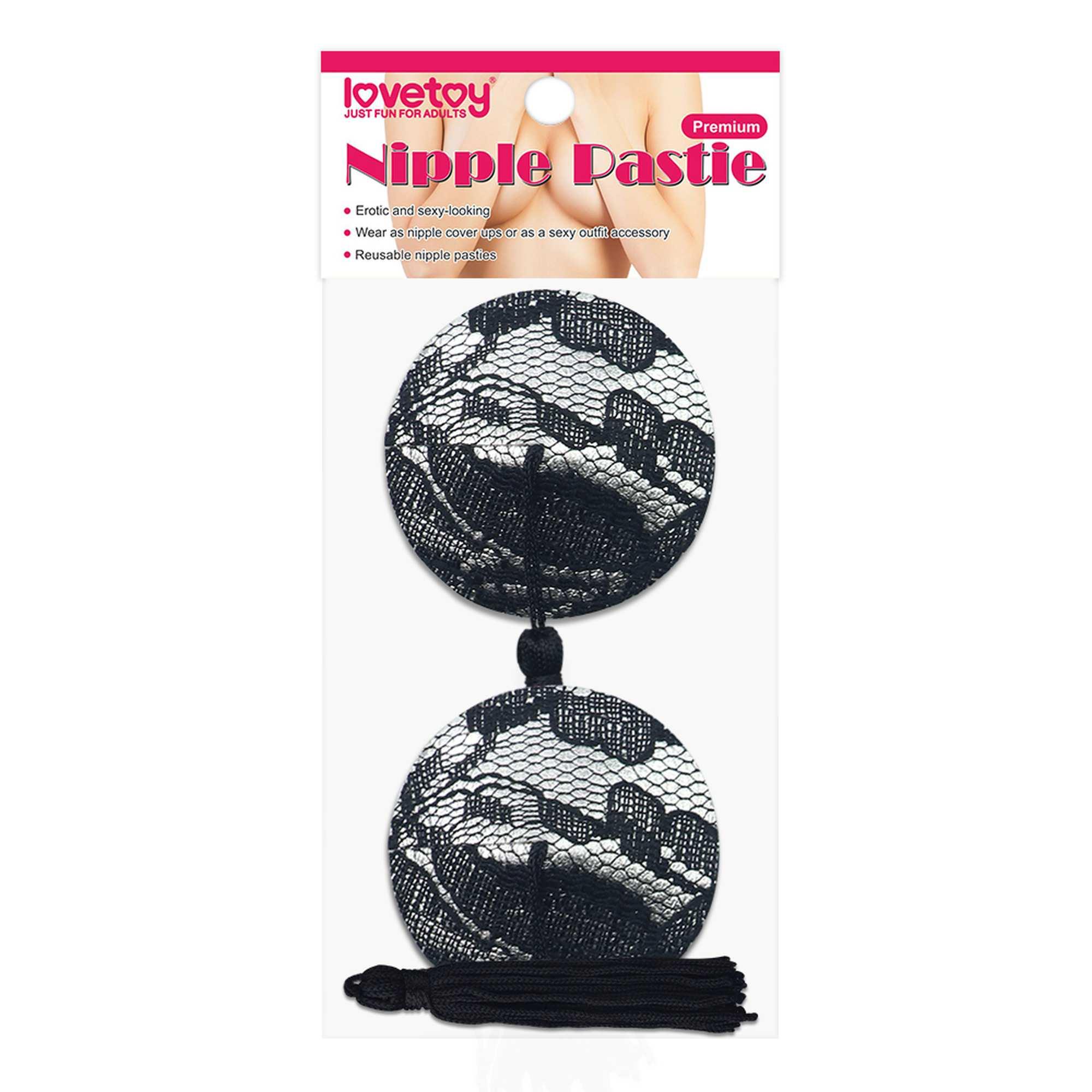 Nasutniki Lovetoy – czarna koronka z frędzlami, 5,8 cm — zdjęcie 3