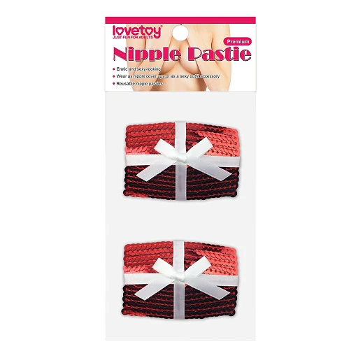 Nasutniki Lovetoy Nipple Pastie – cekinowe, czerwone, 6,7 x 4,5 cm — zdjęcie 3