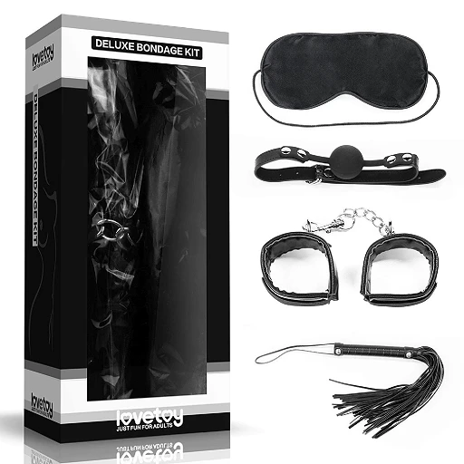 Zestaw BDSM Lovetoy Deluxe Bondage Kit – 4 elementy, czarny